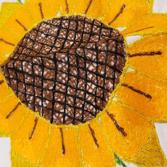 Hand Embroidered Pillow Case Sham Sunflower and Calla Lilies Lily ~ 2 AVAILABLE - Picture 5 of 8